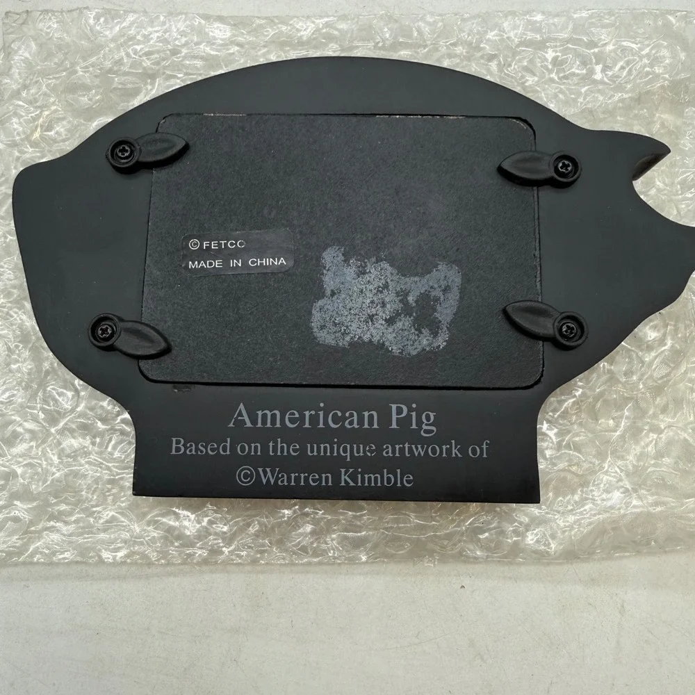Warren Kimble American Pig Folk Art Wood Picture Frame 3.5x2.5 primitive rustic